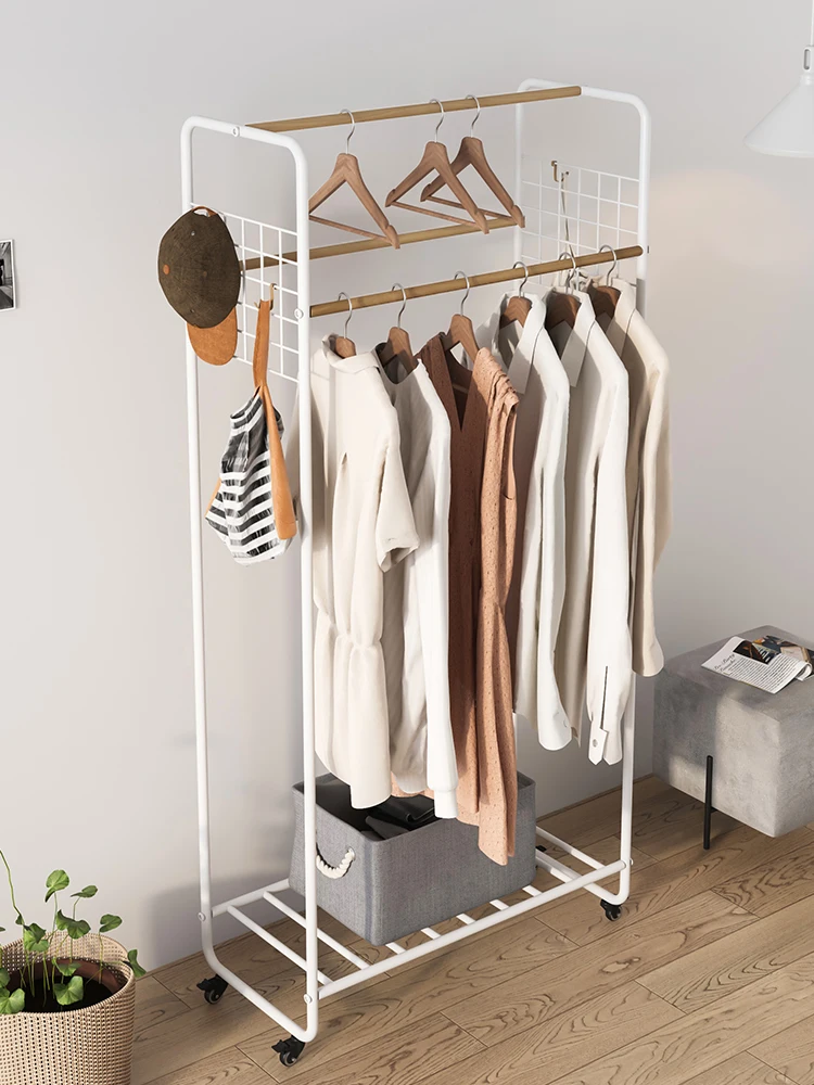 

Wheeled movable simple coat rack bedroom