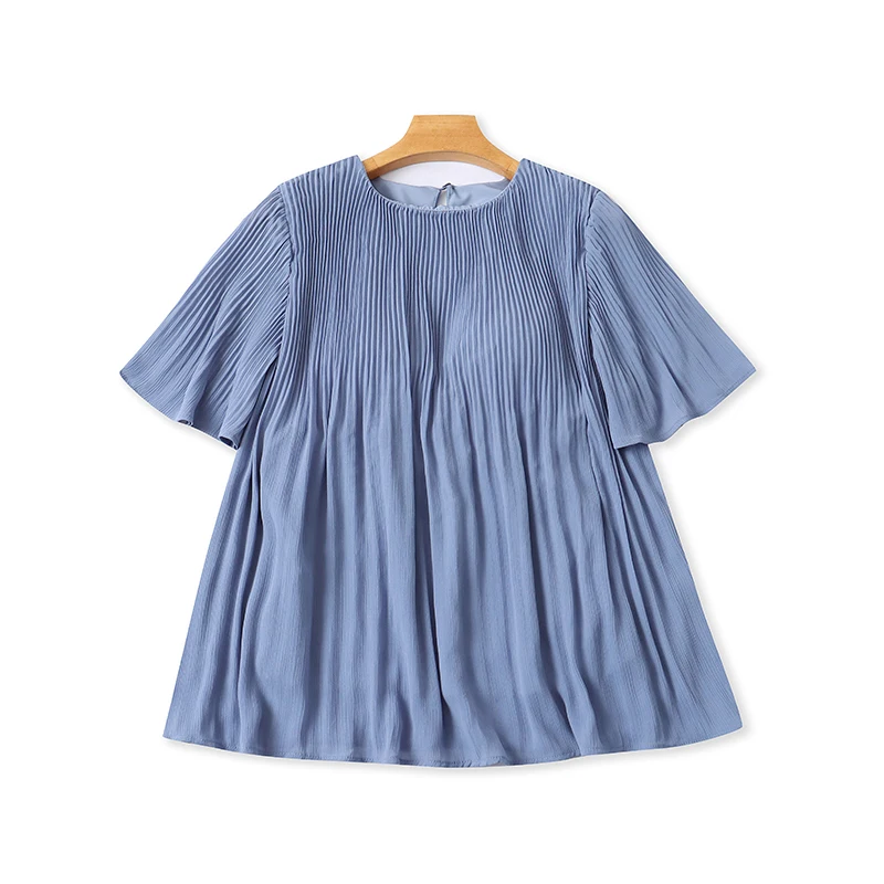 

Женская свободная посадка, круглая шелковая шифоновая ткань, утягивающая подушечка, приятная для кожи, антивозрастная элегантная блузка