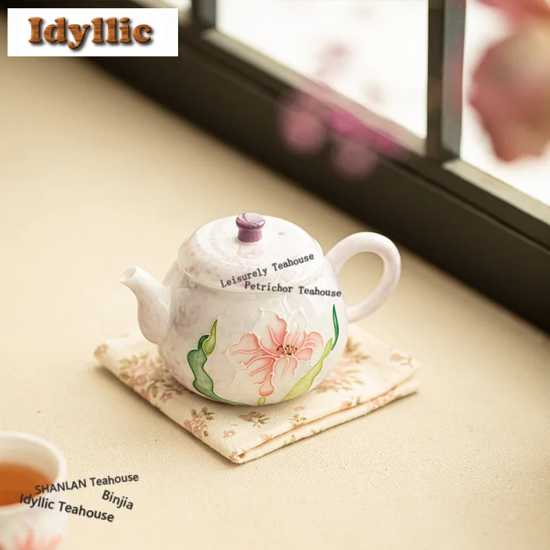 

200 мл ручная роспись лилии ароматный чайник Dezhong ретро чайник заварочный горшок чайник с шариковым отверстием чайные предметы украшения подарок