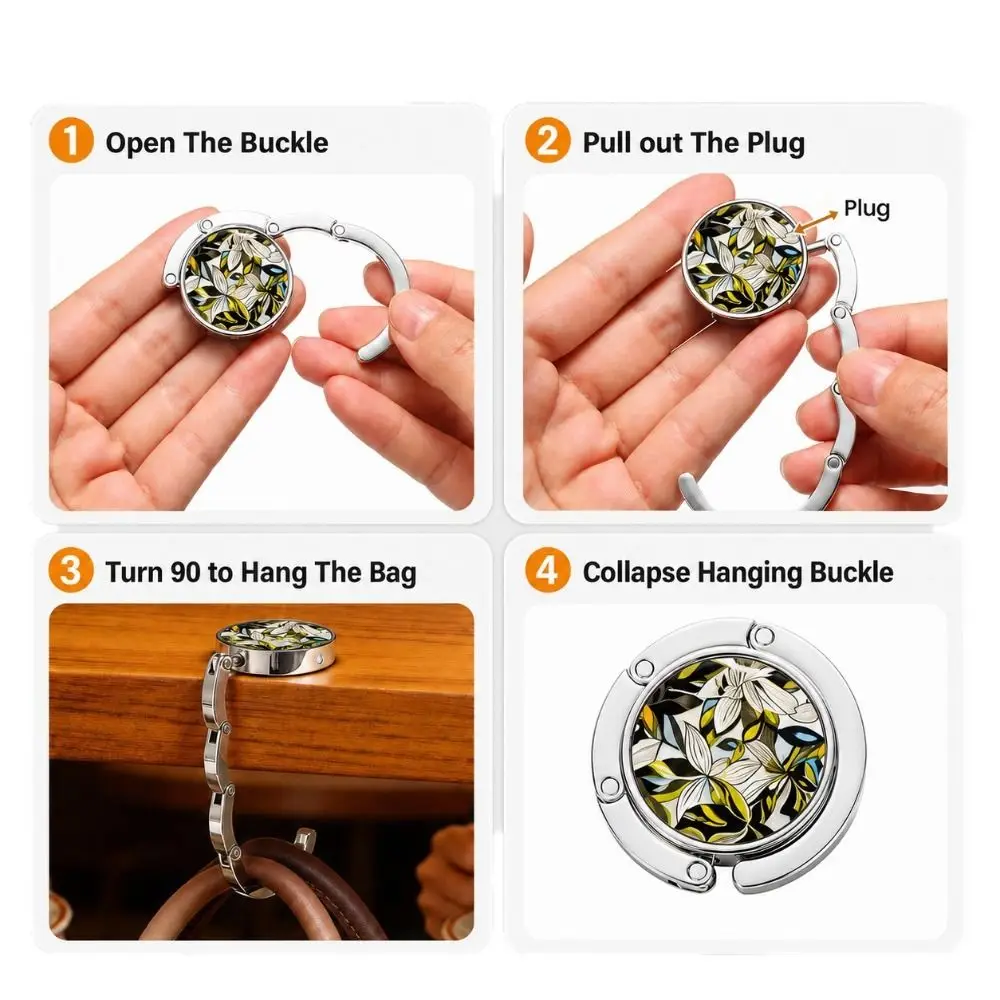 Delicate Gift Portable Purse Hook Marble Pattern Alloy Table Handbag Holder Folding Non Slip Bag Hanger Office Use