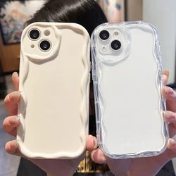 Solid Color Curly Wavy Phone Case For Samsung A55 A54 A25 A15 A53 A52 A34 A32 A13 A35 A05 A24 S22 S23 S24 Ultra S20 S21 FE Cover
