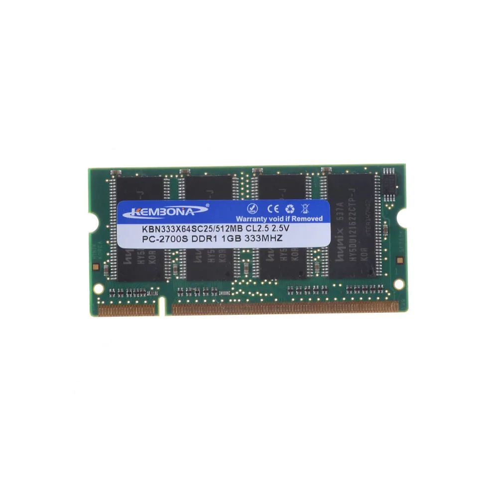 Oryginalne, zapieczętowane opakowanie marki KEMBONA Pamięć DDR1 1GB PC2700 DDR1 333MHz 200PIN SODIMM do laptopa 1G — zdjęcie produktu 6