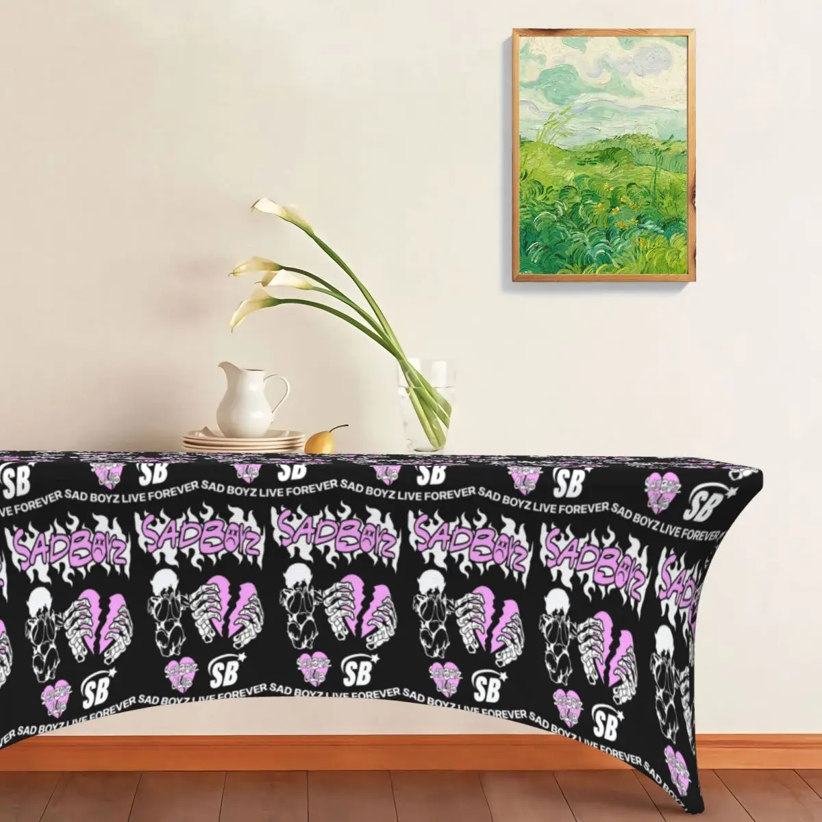 Imagen 3: Mantel Rectangular Personalizado de Junior H Merch Sad Boyz, Cubierta Impermeable para Mesa de Comedor, Mantel para Eventos