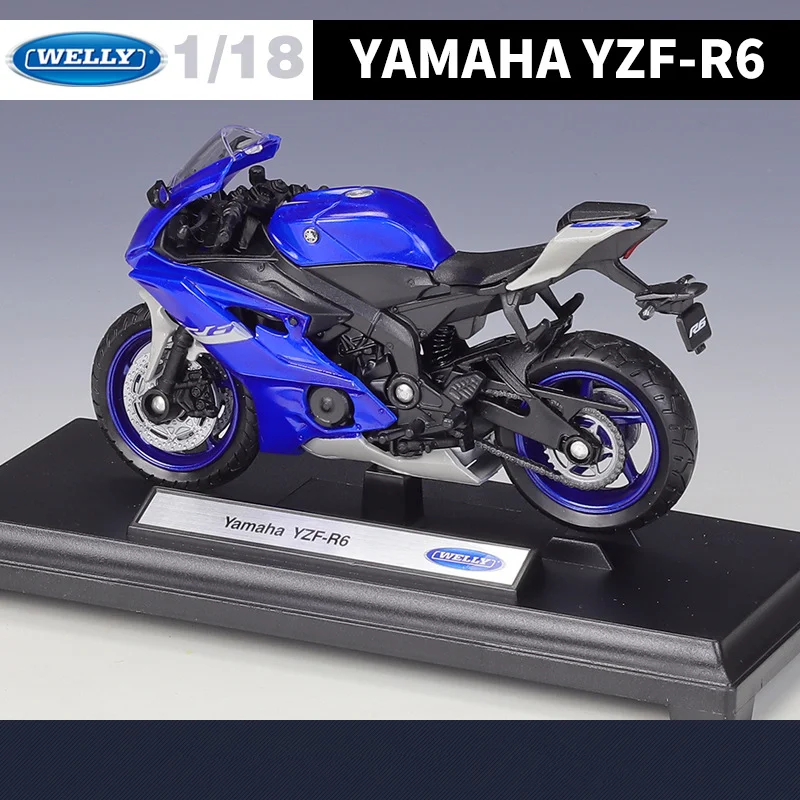 Welly 1:12 Yamaha YZF-R6 Alloy Racing Motorcycle Model Diecast Metal Street Sports Motorbike Model Collection Childrens Toy Gift