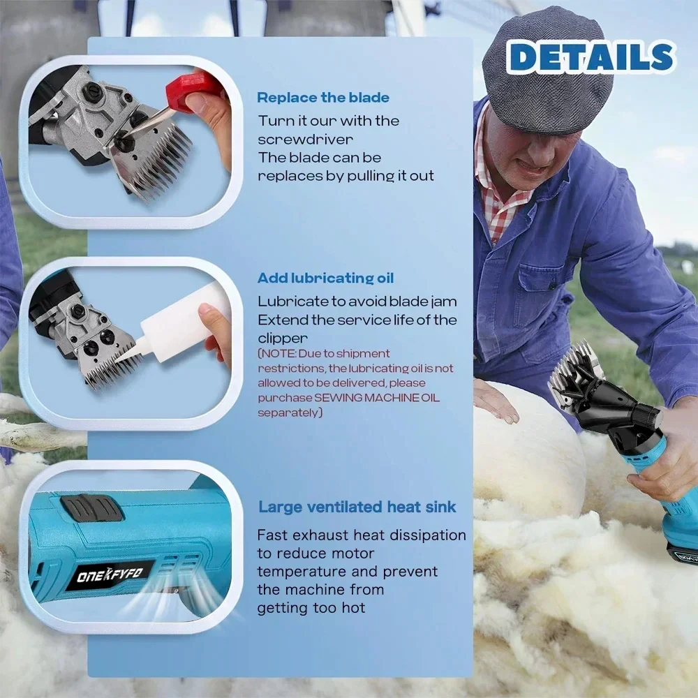 6 speed 13 teeth Electric Wool Shears Pet Clipper Machine Goat Horse Hair Scissor Cordless Sheep Shearing for Makita 18V Battery