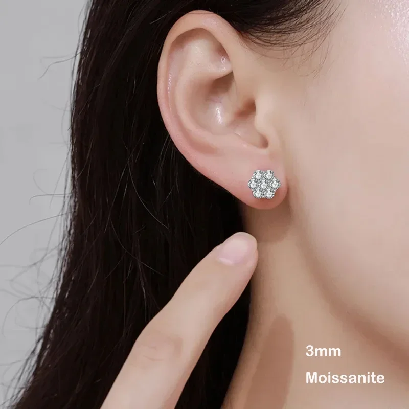 EWYA 925 mincovní stříbro moissanite skoba náušnice 1.4ct 7 kameny kvést ženy náušnice pro večírek angažmá jemný šperků earings