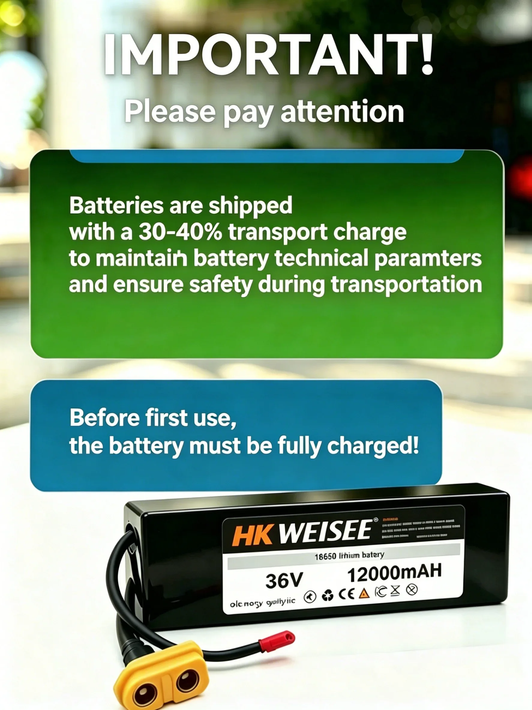 36V Electric Scooter Battery Pack Rechargeable Lithium ion 12Ah Escooter Replacement Battery High Capacity Long Range With BMS