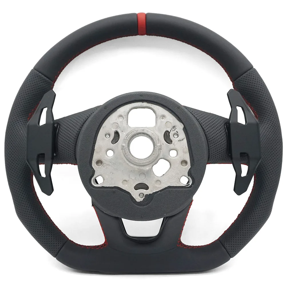 For Audi RS Logo A3 8V A4 B8 B9 leather Half punch  Multi-color stitching various styles of paddles steering wheel