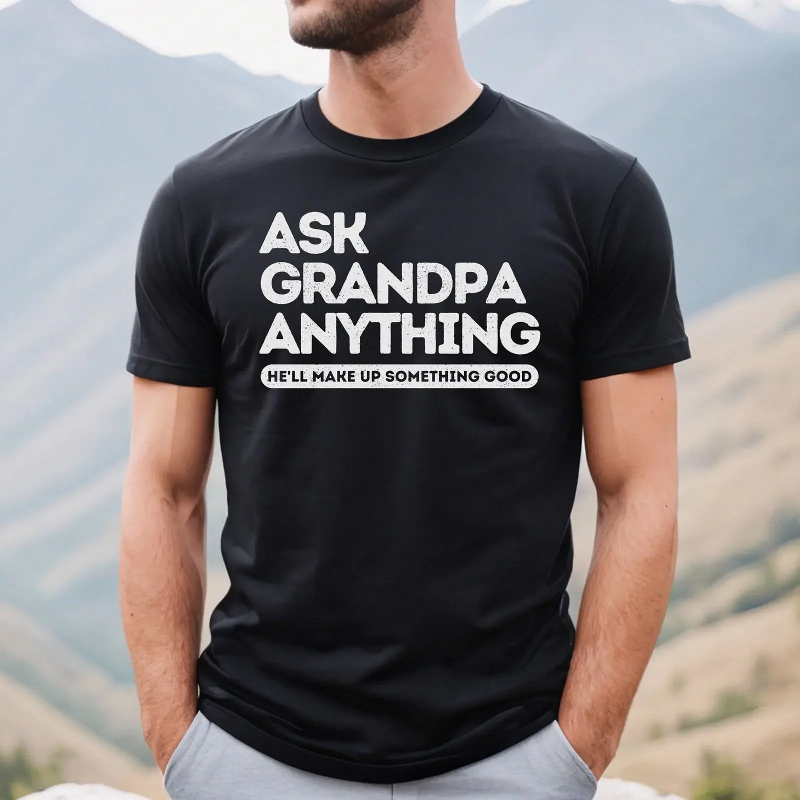 Ask Grandpa Anything Funny Slogan T shirt Humorous Grandad for Fathers Day Gpa vintage Washed Breathable Slightly homme graphic
