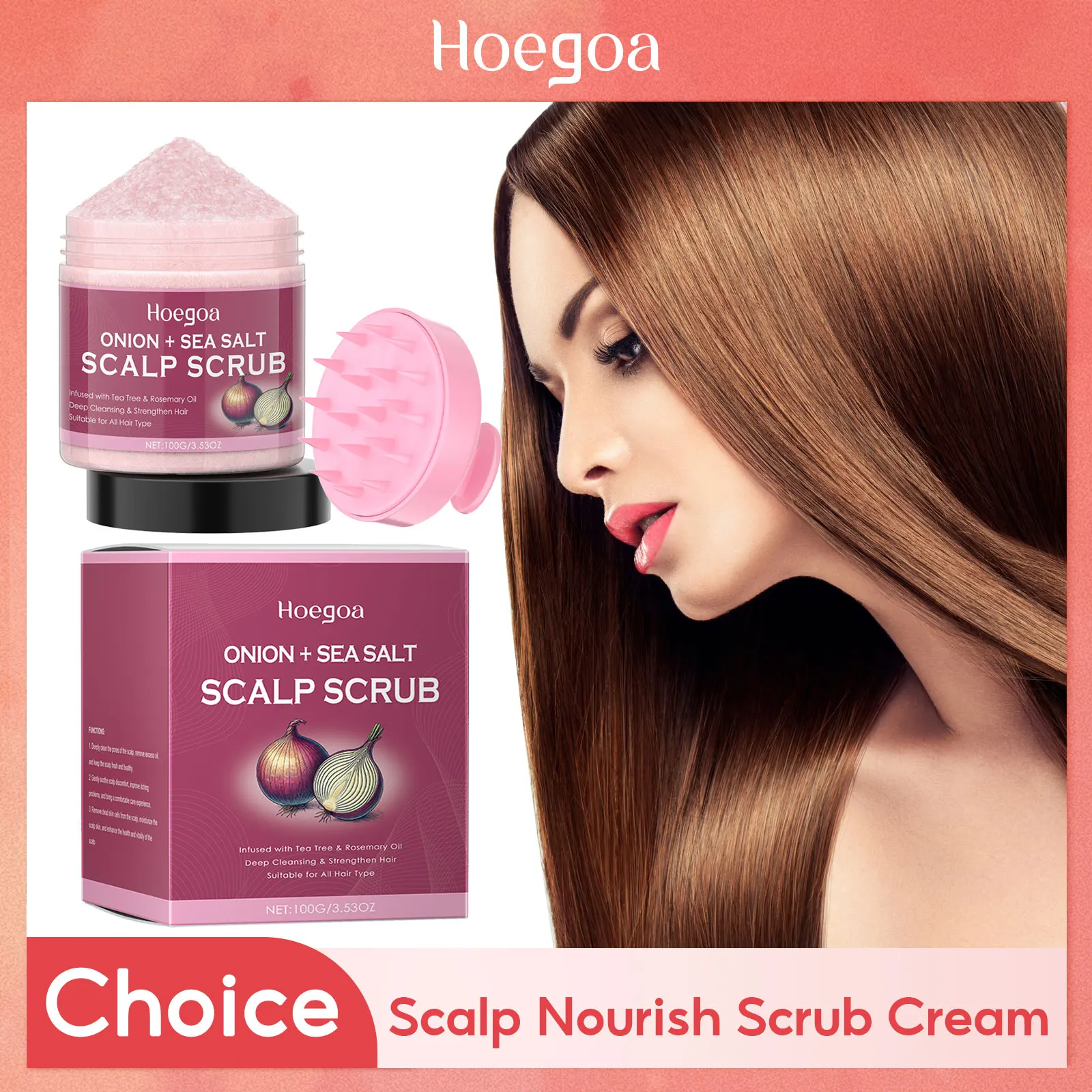 

100g Onion Scalp Cleansing Scrub Exfoliating Remove Dandruff Anti Itching Oil Control Scalp Repair Scrub With Hair Shampoo Brush