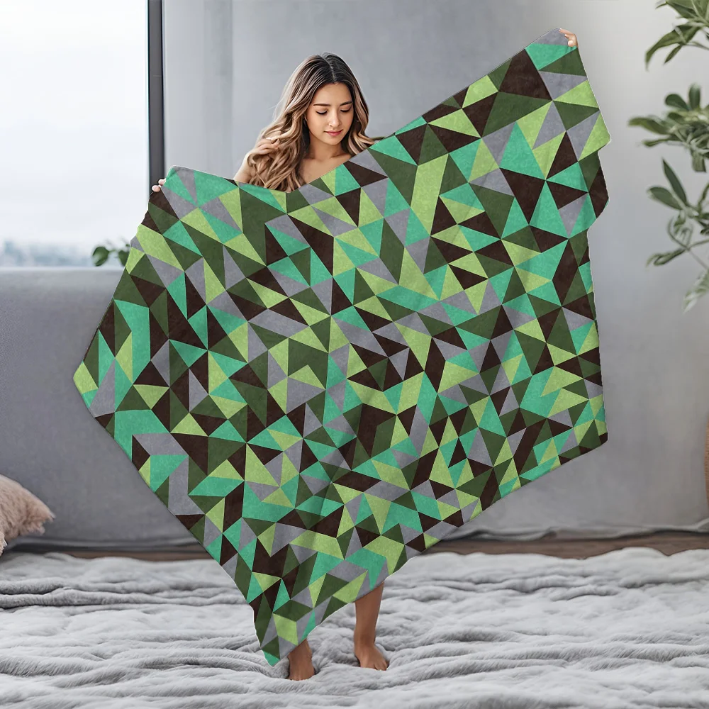 Geometric Triangle Pattern Fleece Blanket Soft Warm Throw Sofa Bed Cover Gift for Kids Teens Women #4