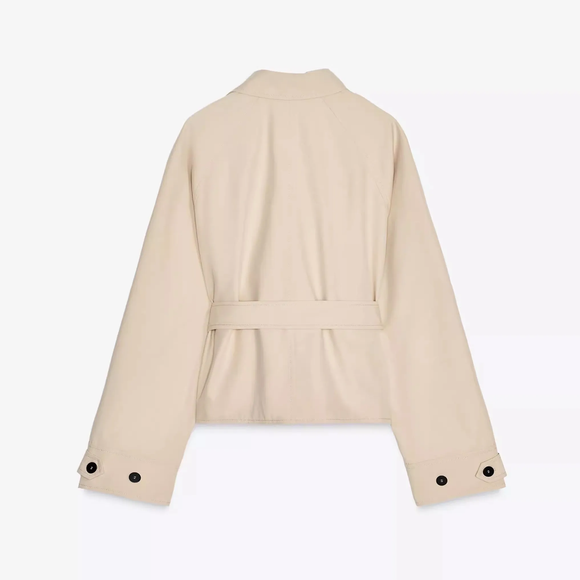 Nowa damska kurtka TRF na lato 2025 z paskiem, długa, z wywijanym kołnierzem, wiatrówka, do pracy, luźny krój, inne materiały.