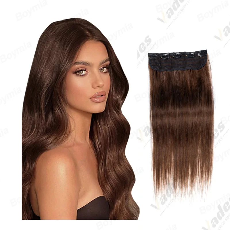 

14"-22" Real Human Hair Clip in Human Hair Extensions One Piece for Women with Thinning Hair Add Volume and Length Repeated Use