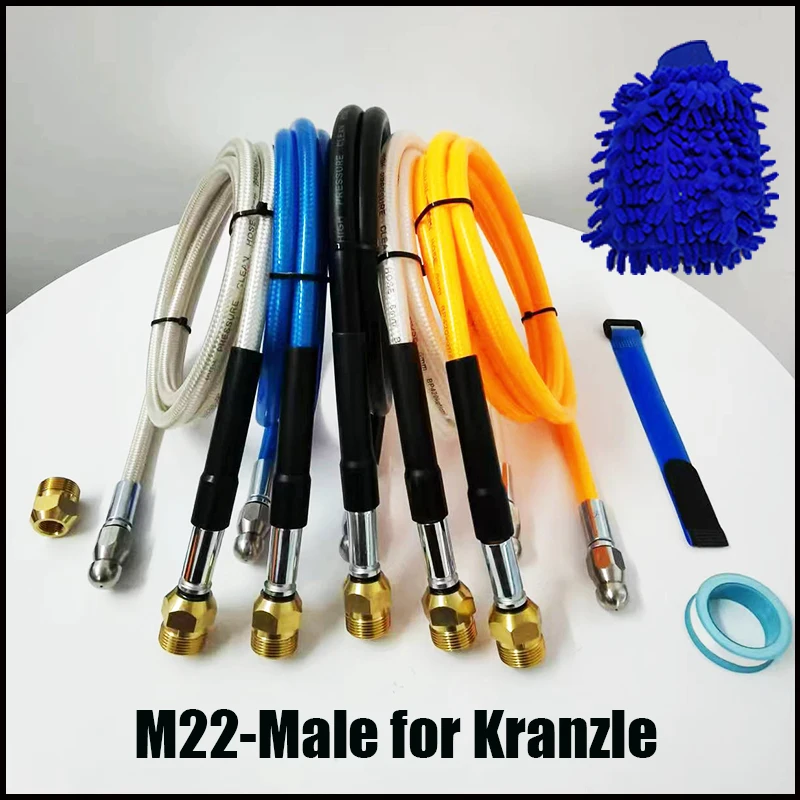 M22-Male for Kranzle High Pressure Cleaning Machine Hose Water Sewer Drain Cleaning Hose Car Washer Pipe Line Length Selectable