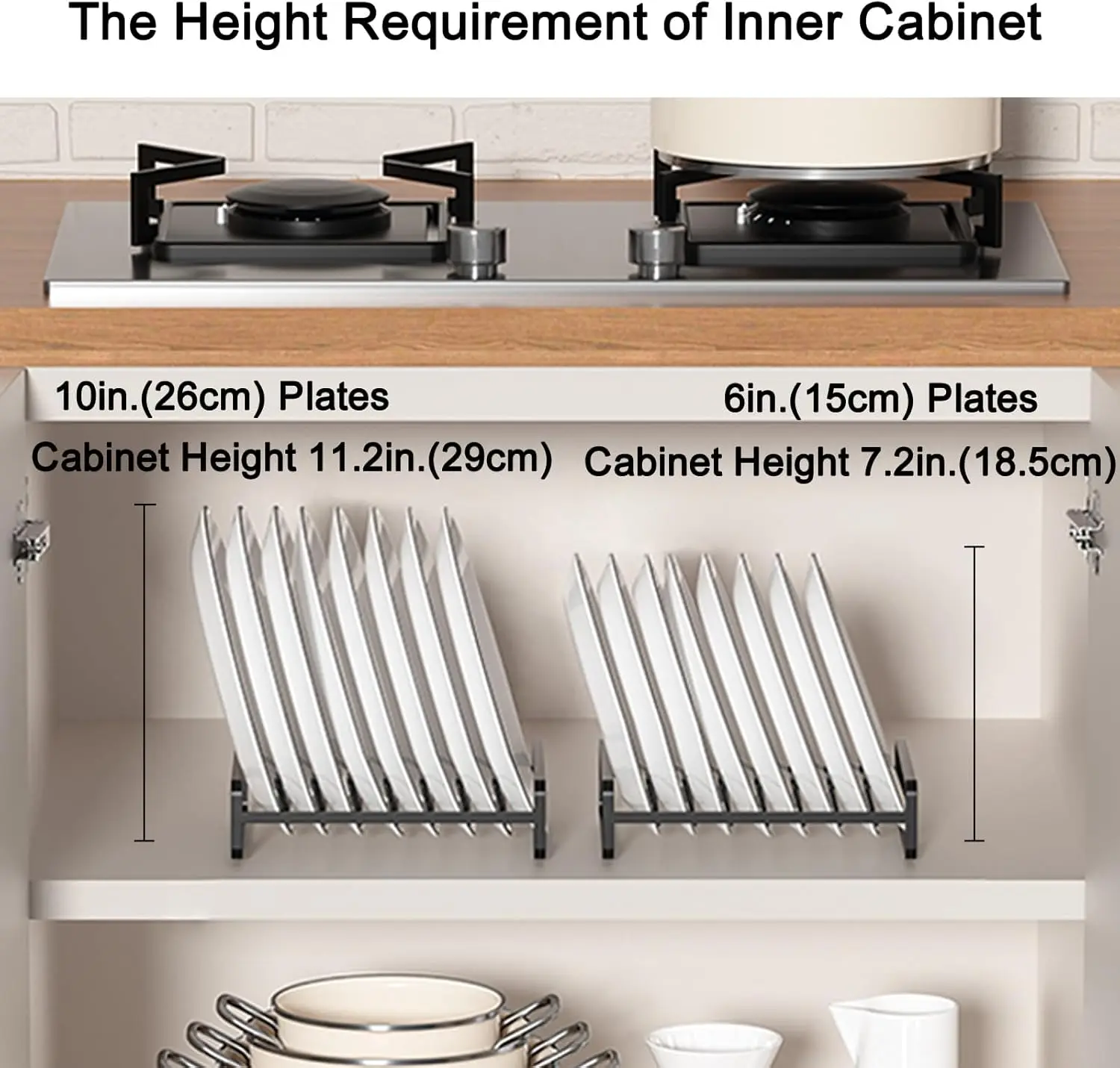 2 Pack Metal Plate Holders, 8-Slot Upright Dish Rack, Black (Fits 6-10in Plates, 11.2in+ Height)