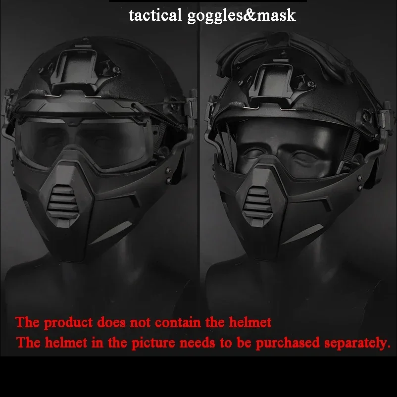 Tactical Mask with Goggles Military Protective Shooting Paintball Accessories Masks Dust-proof Airsoft Windproof Goggles