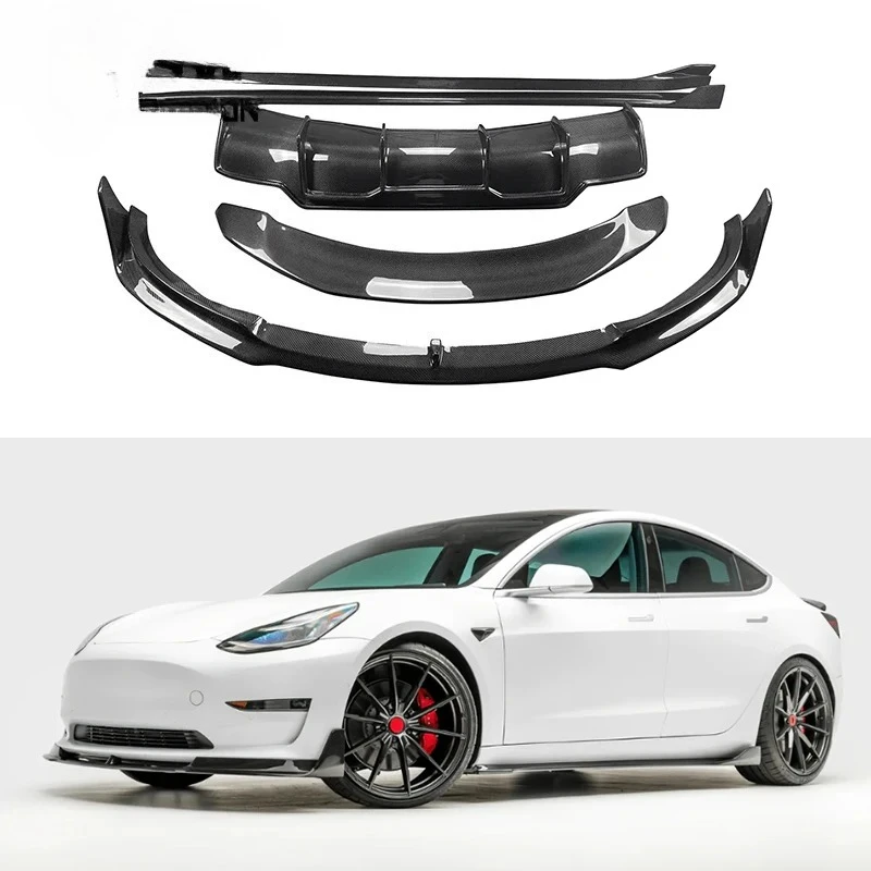 

Carbon Fiber V-Style Body Kit For Tesla Model 3 Front Bumper Lip Separator Side Skirts Rear Bumper Diffuser Rear Wing