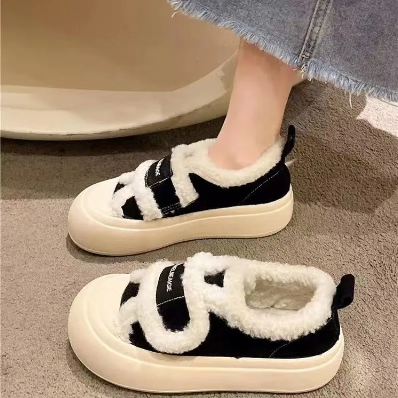 Women Winter Shoes Hook Loop Casual Fur Sneakers 2024 New Fashion Femlae Warm Furry Snow Shoes