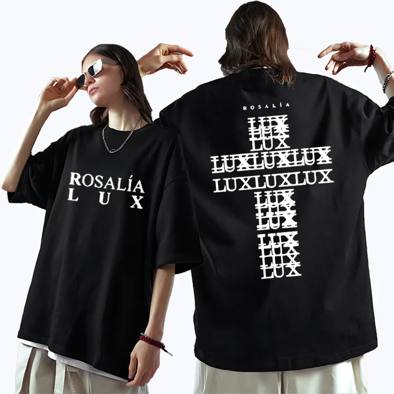 

Rosalia Lux Tour 2026 Fashion print Unisex T-shirt vintage Oversized t-shirt Men women short sleeve100% Cotton black streetwear