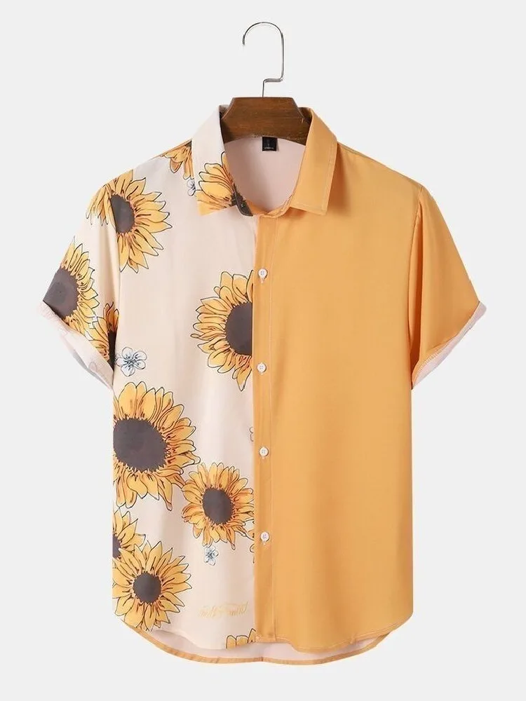 

Men's Funny Cat and Dolphin Graphic Hawaiian Shirt Lightweight Tropical Beach Tunics for Outdoor Button Down Casual Tops