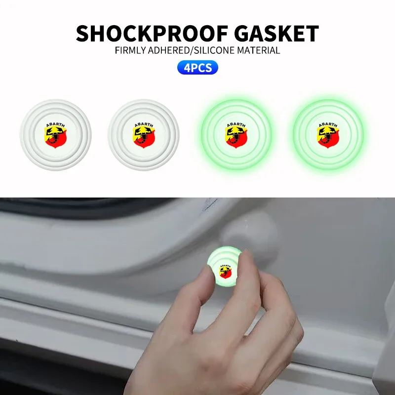 1/2/4Pcs Luminous Car Door Shock Stickers Absorber Cushion Gasket Anti-collision For Fiat Abarth 695 595 124 Spider Accessories