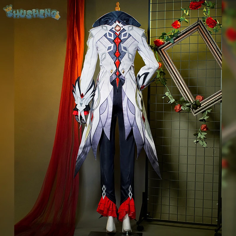 Genshin Impact Harlequin The Knave Cosplay Costume Coat Accessories Props Earrings Halloween Carnival Gorgeous Complete Set