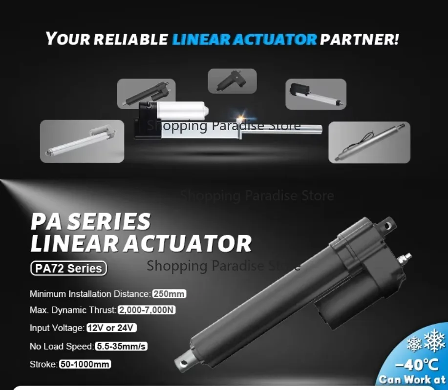 High Speed Linear Actuator with Controller for Cart Usage 600mm 2000N Thrust DC Motors 12V 24V