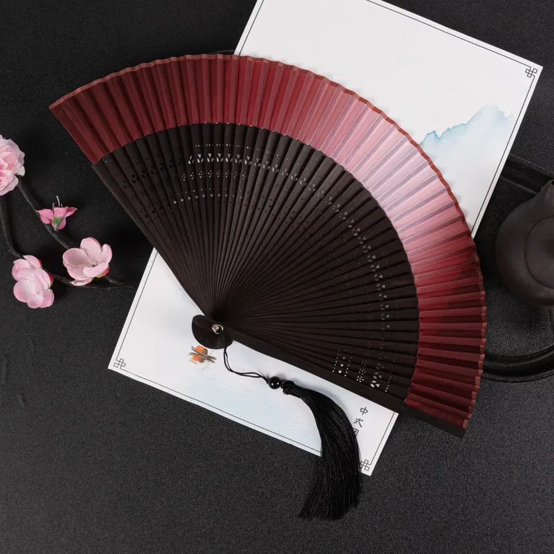 Pure Color Folding Fan Ancient Style Photography Props Cheongsam Fashion Show Dance Fan Chinese Style
