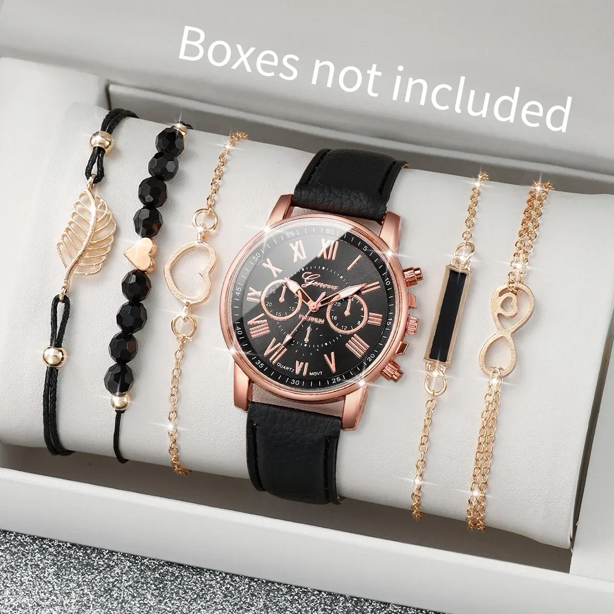 Surprise Blind Box Women Watch Set Random Geneva Quartz Watch + 4Pcs Bracelet Fashion Female Jewelry Gift view 4