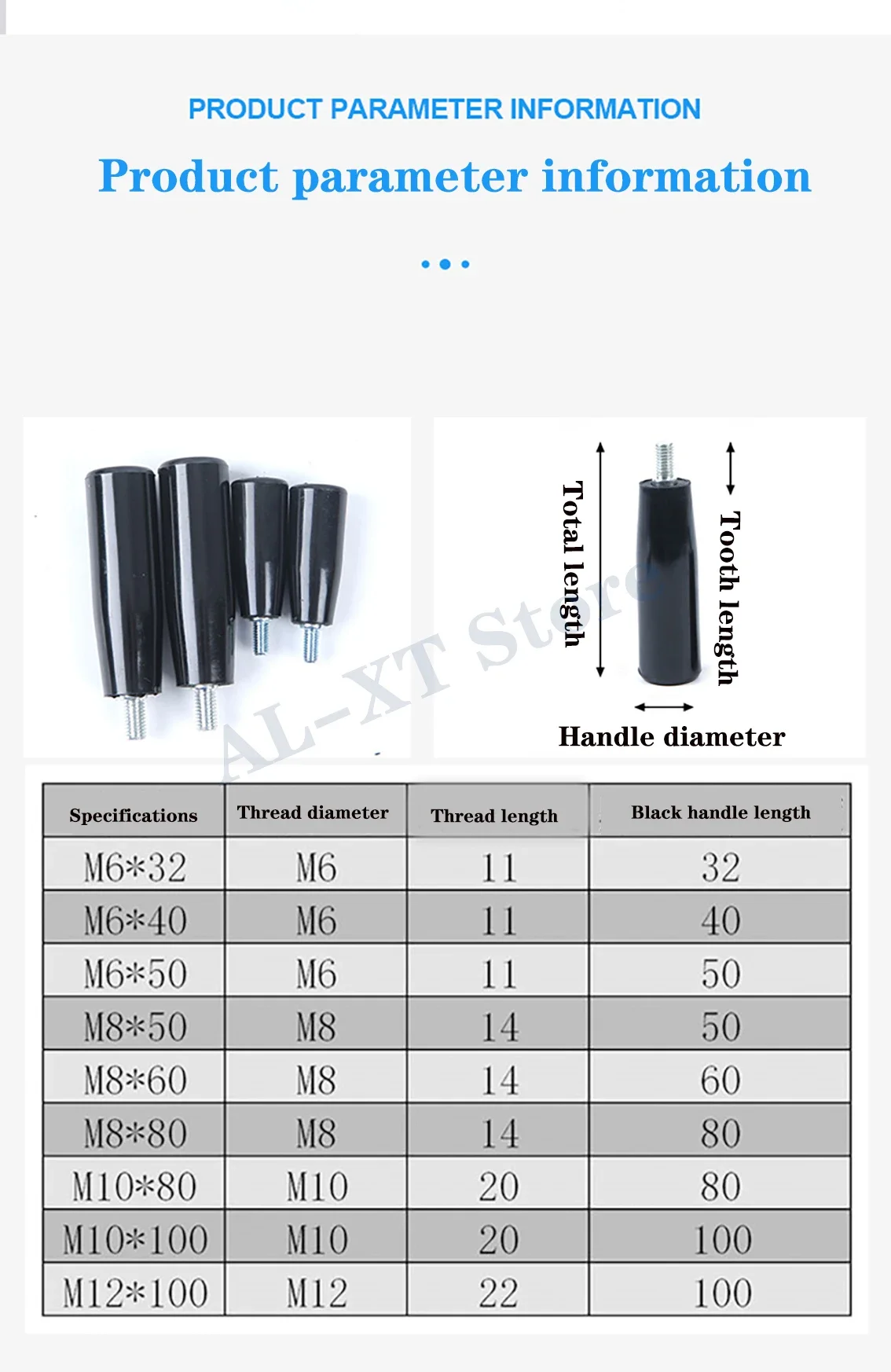 1-10Pc M6M8M10M12 Bakelite Rotating Handle Detachable Rod Milling Machine Through Hole Threading Rod Machine Tool Plastic Handle