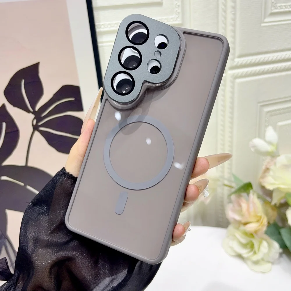 Glaslinsen-Schutzfolie Faltbare Halterung Hülle für Samsung S26 Ultra S26 Plus S25 S24 S23 Ultra Glatte Glänzende Magnetische Abdeckung