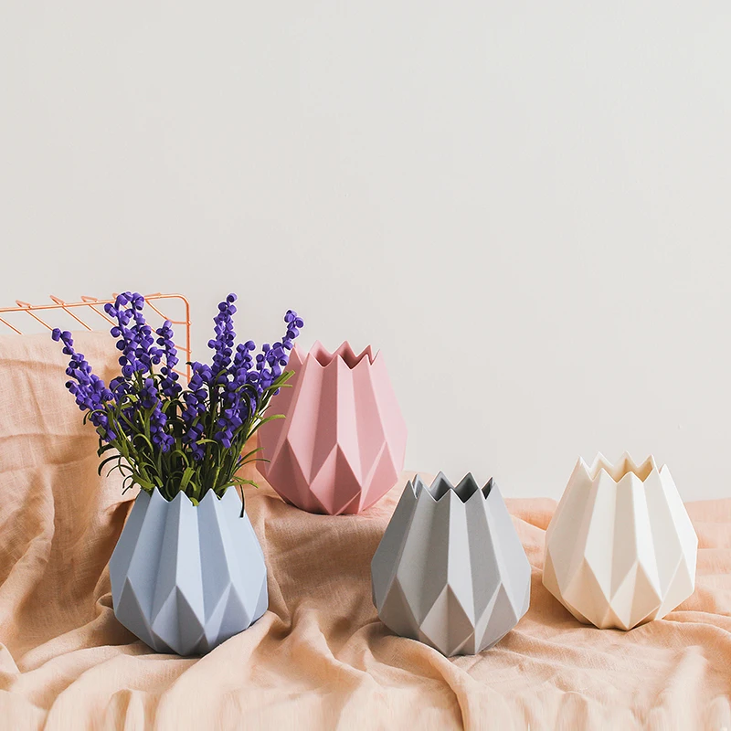 Floreros Vintage Ceramic Vase Home Decoration Accessories Mini Bottles Creative Origami Flower Pot  Living Room Decoration