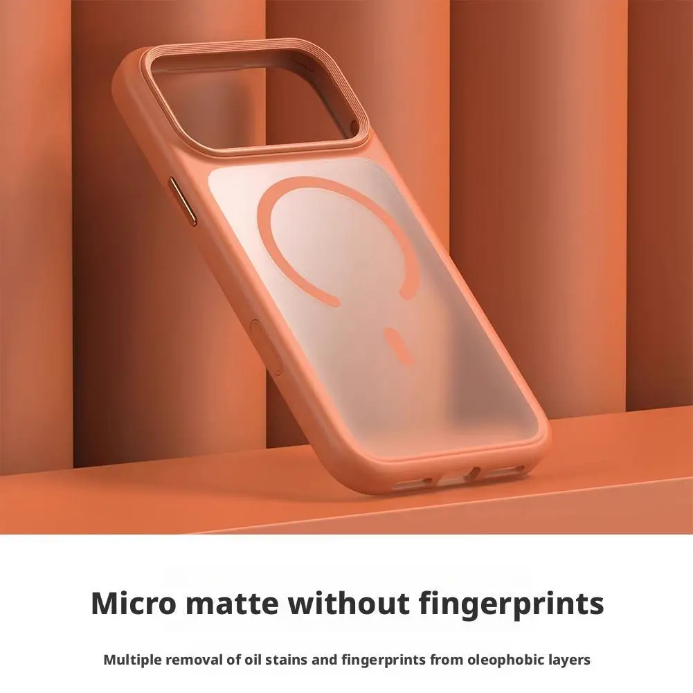   Para iphone 17 funda protectora semitransparente con sensación de piel magnética para MagSafe protección a prueba de golpes cubierta translúcida nuevo D9V8