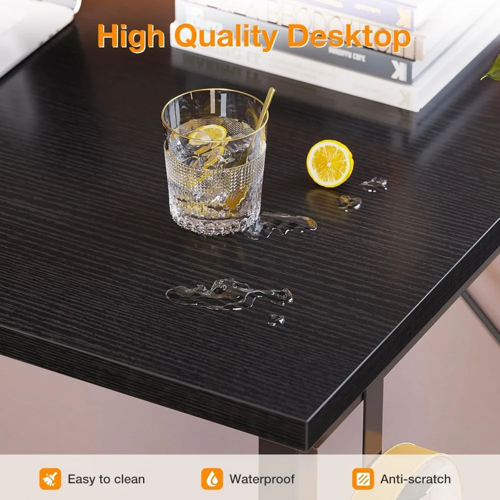 Computer Desk Large Office Desk, 55 Inch Gaming Desk with Storage, Modern PC Desk Work Table with Headphone Hook for Home Offic