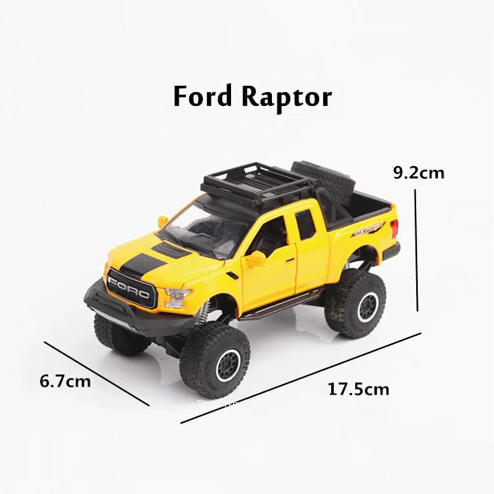 1:32 Scale F-150 SVT Raptor Alloy Diecast Models Cars Toys Doors Opened Off-road with Light Music Vehicles Boys Birthday Gifts