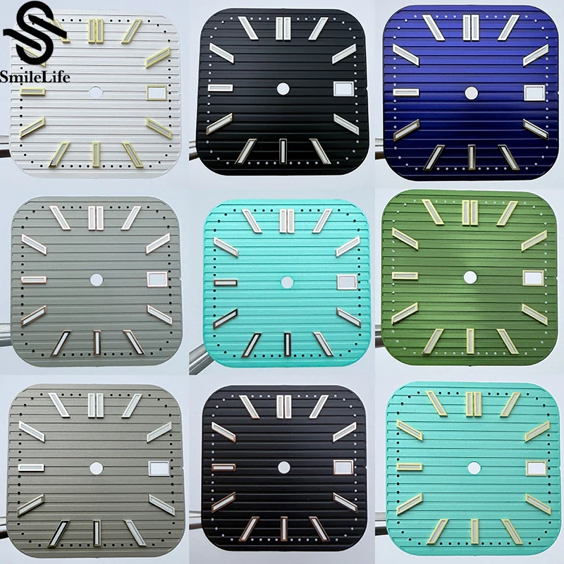 SmileLife 29.5 مللي متر ساعة مربعة الطلب الأخضر مضيئة ساعة اكسسوارات ل NH35/ NH36 حركات ساعة اكسسوارات
