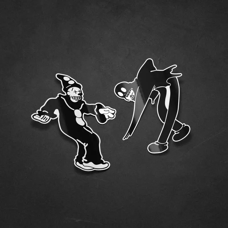 2 Pcs Holographic Skull Clown Couple Stickers, Waterproof Vinyl Decals for Car & Motorcycle Decoration