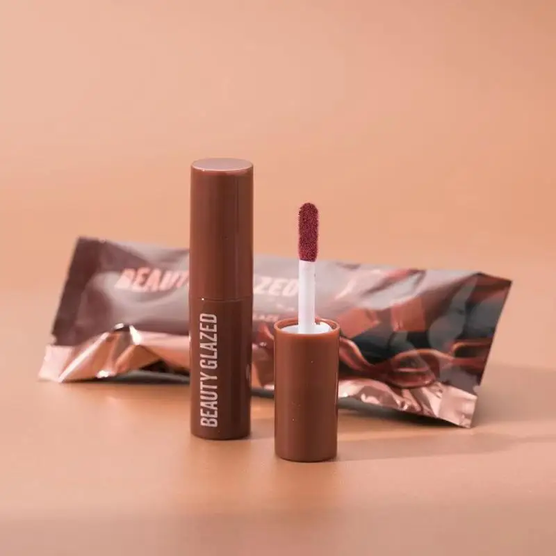 Brillo de labios líquido para maquillaje de larga duración, brillo de labios de terciopelo rojo, resistente al agua, 1 ~ 4 piezas