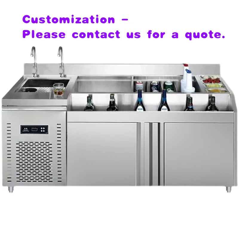 custom.Cocktail Table Stainless Steel KTV Operating Table Customized Bar Counter Full Set of Equipment Milk Tea Shop