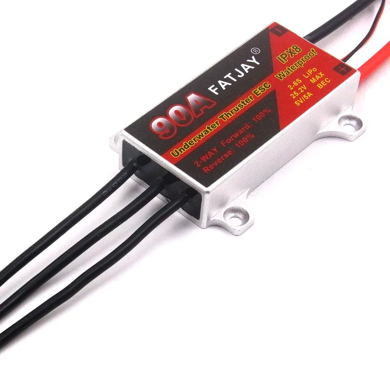 FATJAY 90A 防水 ESC 6S 24V ブラシレスメタルケース、プログラミングカード付き、前進角度調整用低電圧保護