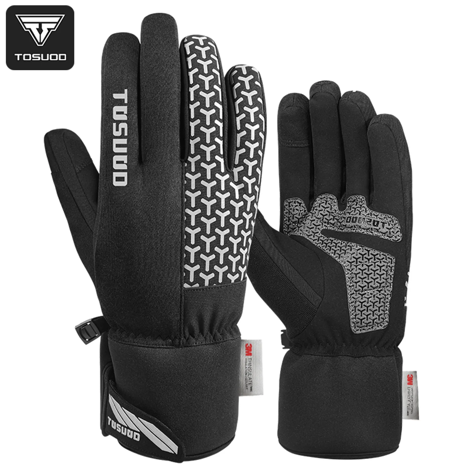 

TOSUOD Winter Waterproof Cycling Gloves Thermal Anti-slip Touch Screen Motorcycle Fleece Thicken Long Full Finger Hot Gloves