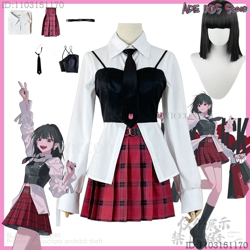 Qiao Ling Cosplay Anime Link Click Costume Jirai Kei Girls JK School Uniform Dress Plaid Skirt Fashion Y2K Lolita Halloween  HOT