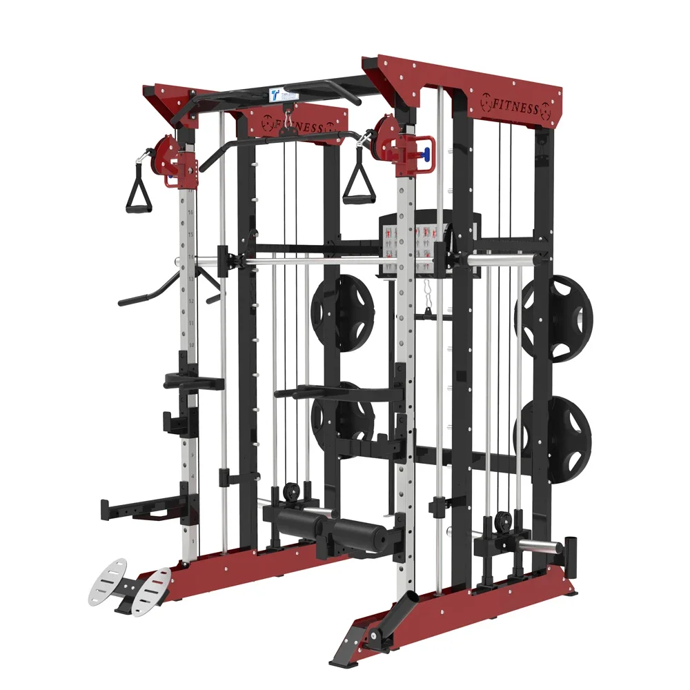Equipo de gimnasio en casa, estante eléctrico, estante para sentadillas, máquina de Smith multifuncional