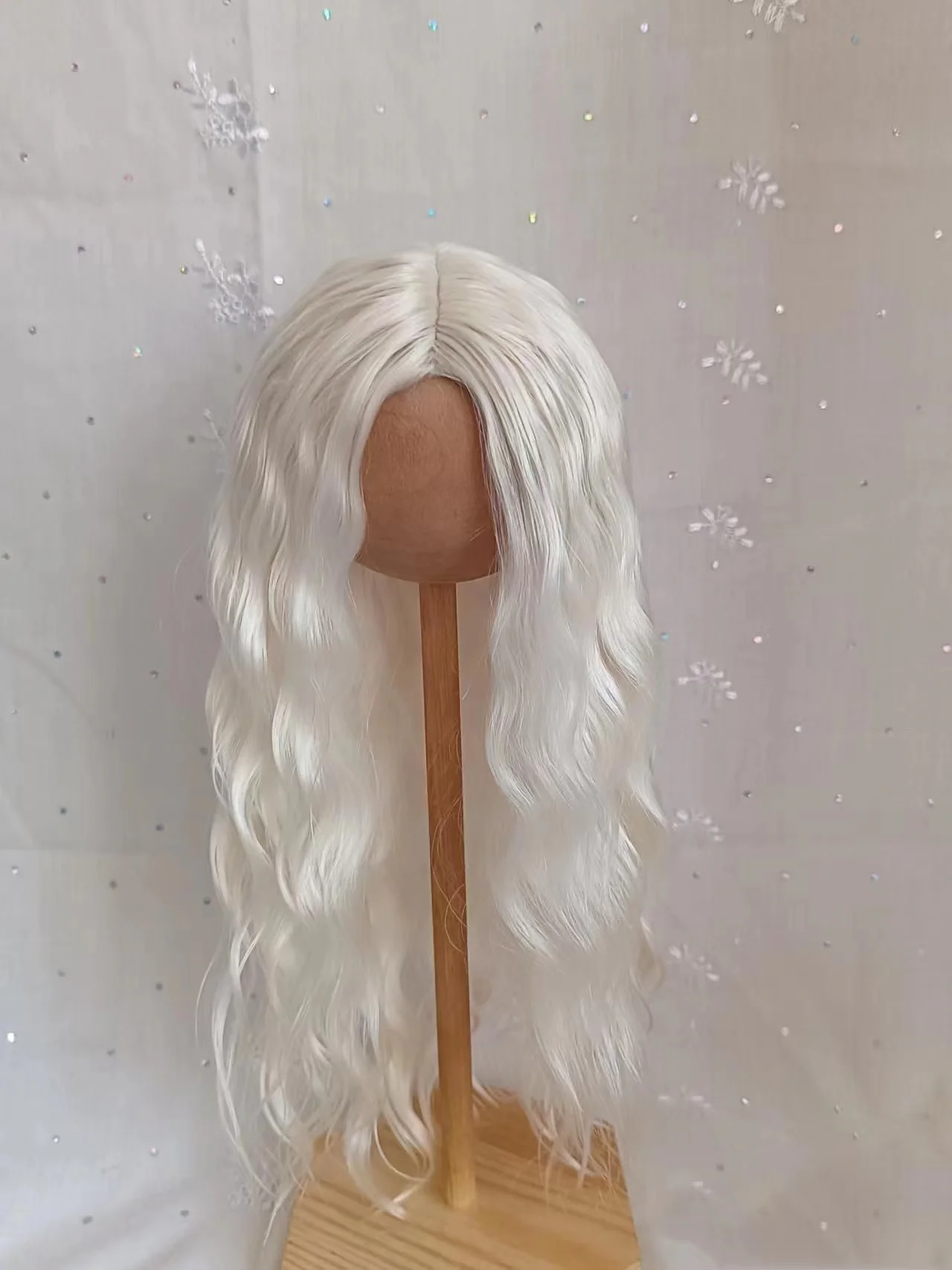 （Booking  About 3 weeks） Blythe wig Mohair (long) White Long hair Fit 9-10inch head circumference Qbaby Semi hard head shell