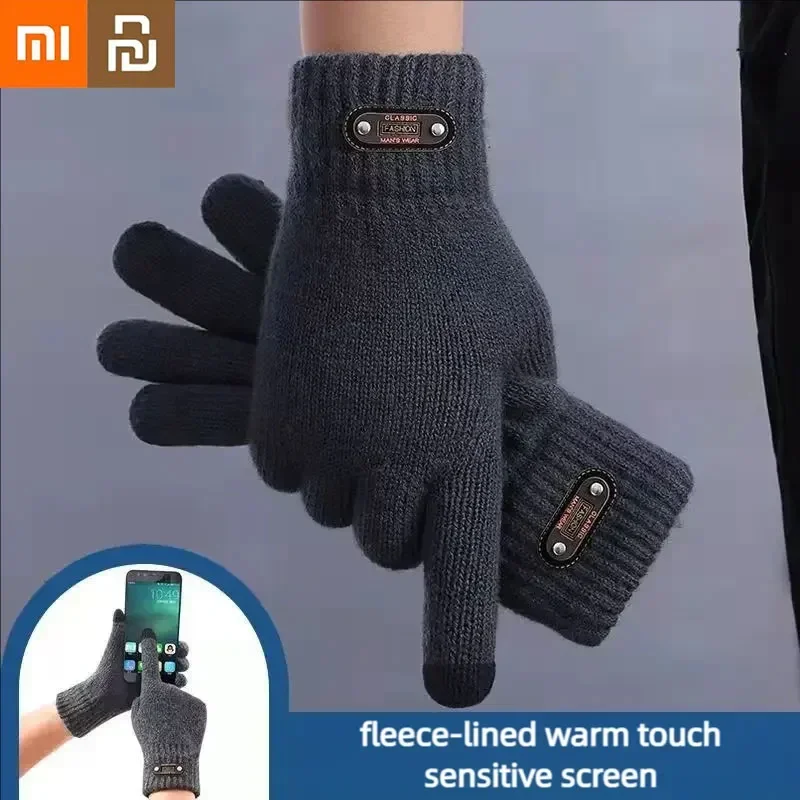 Xiaomi Youpin Winter Touch Screen Gloves Crochet Thicken Warm Stretch Knit Mittens Imitation Wool Full Finger Guantes Female