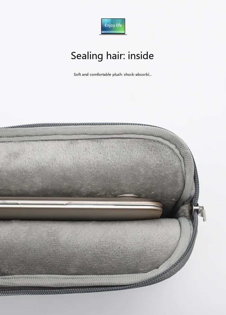 Denim-Laptop-Hülle 8-17 Zoll Schutztasche für Notebook und Tablet mit gepolstertem Innenfutter – Detail 4