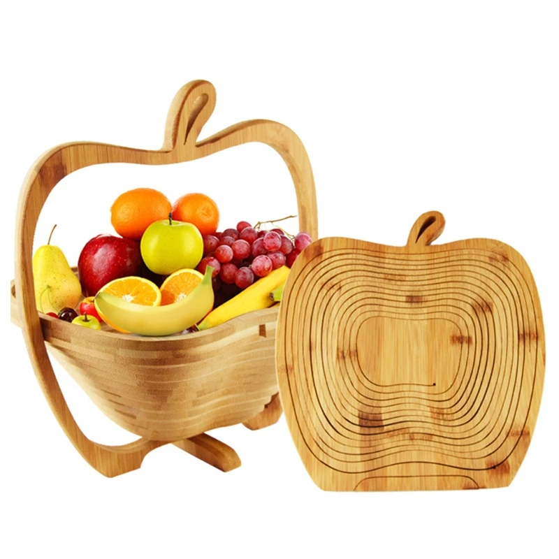 Bamboo Folding Fruit Basket Chopping Board Collapsible Vegetable Bowl Trivet Foldable Storage Container Tray