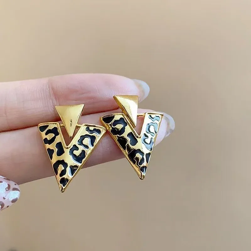 925 Silver Needle European And American Leopard Print V Earrings For Women Jewelry 2026 Trending New Luxury Women's Earrings