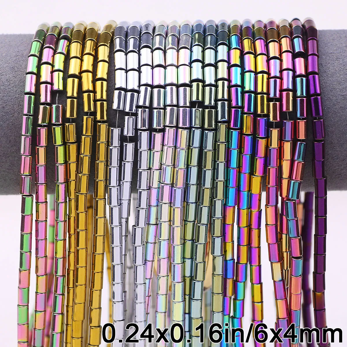 6x4mm 55pcs Cylinder Hematite Tube Beads Natural Stone Loose Spacer Beads For Jewelry Making Bracelets Necklaces Diy Accessories