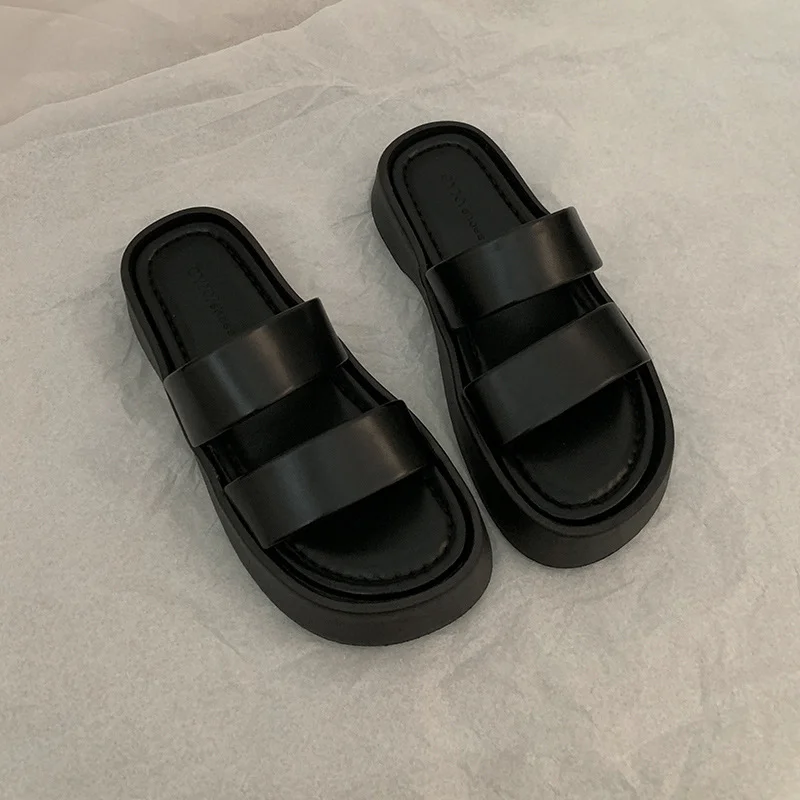 Brown Flat Slippers Platform Women Wear 2023 New Style Home Thick Sole Sandals In Summer Platform Sandals Women Beach Slides